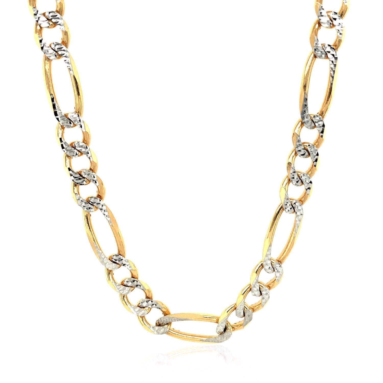 7.0mm 14K Yellow Gold Solid Pave Figaro Chain by Bids.com