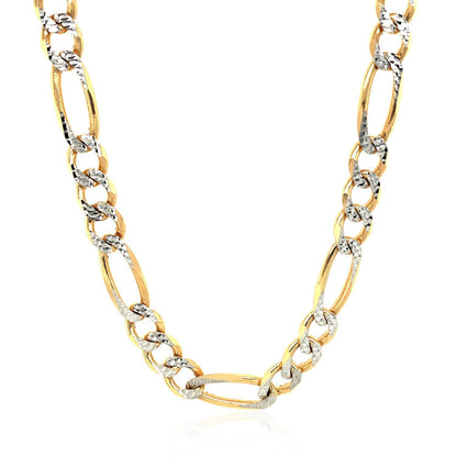 7.0mm 14K Yellow Gold Solid Pave Figaro Chain by Bids.com