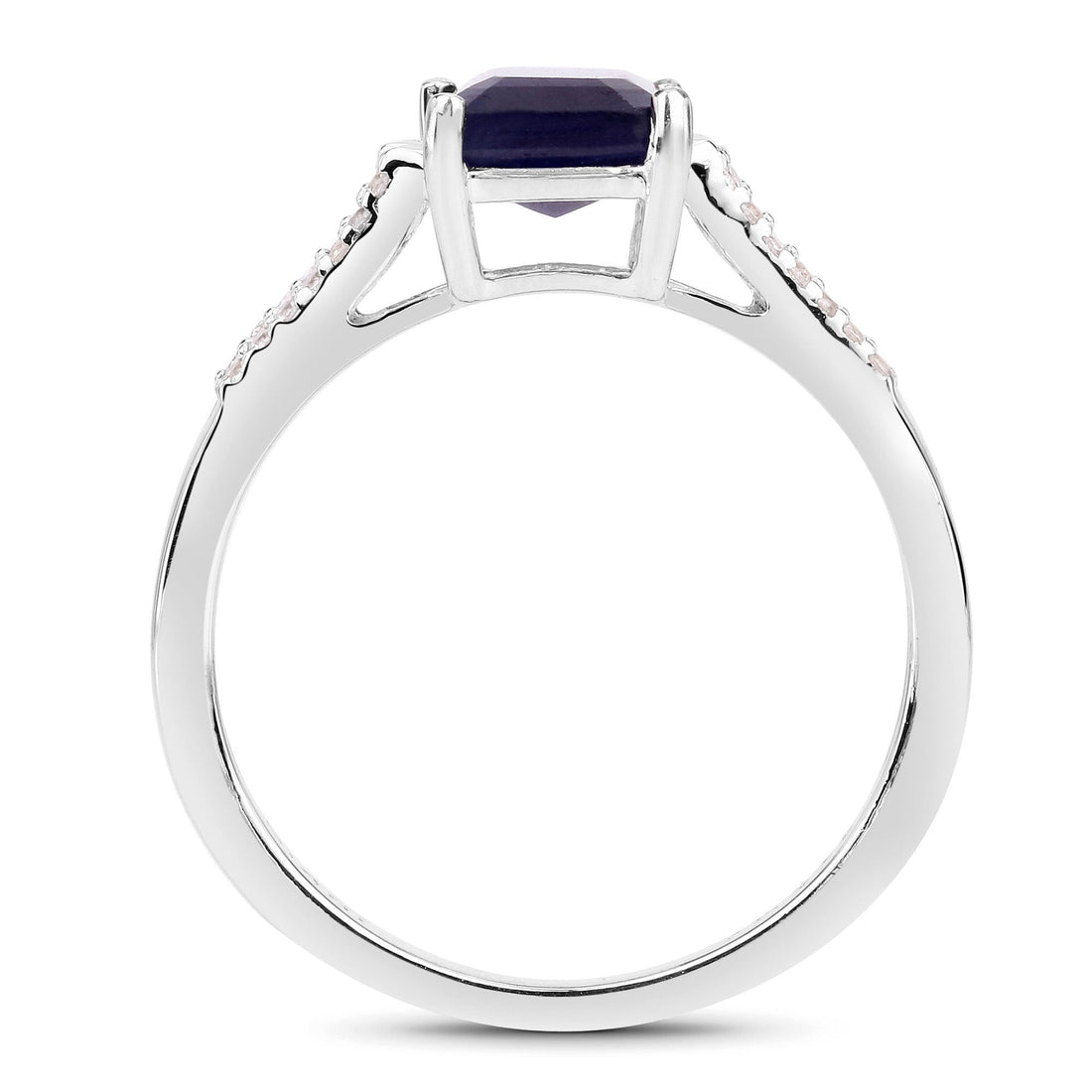 3.07 Carat Glass Filled Sapphire and White Zircon .925 Sterling Silver Ring by Bids.com