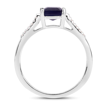 3.07 Carat Glass Filled Sapphire and White Zircon .925 Sterling Silver Ring by Bids.com