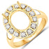 0.42 Carat Genuine White Diamond 14K Yellow Gold Semi Mount Ring - holds 11x9mm Oval Gemstone by Bids.com