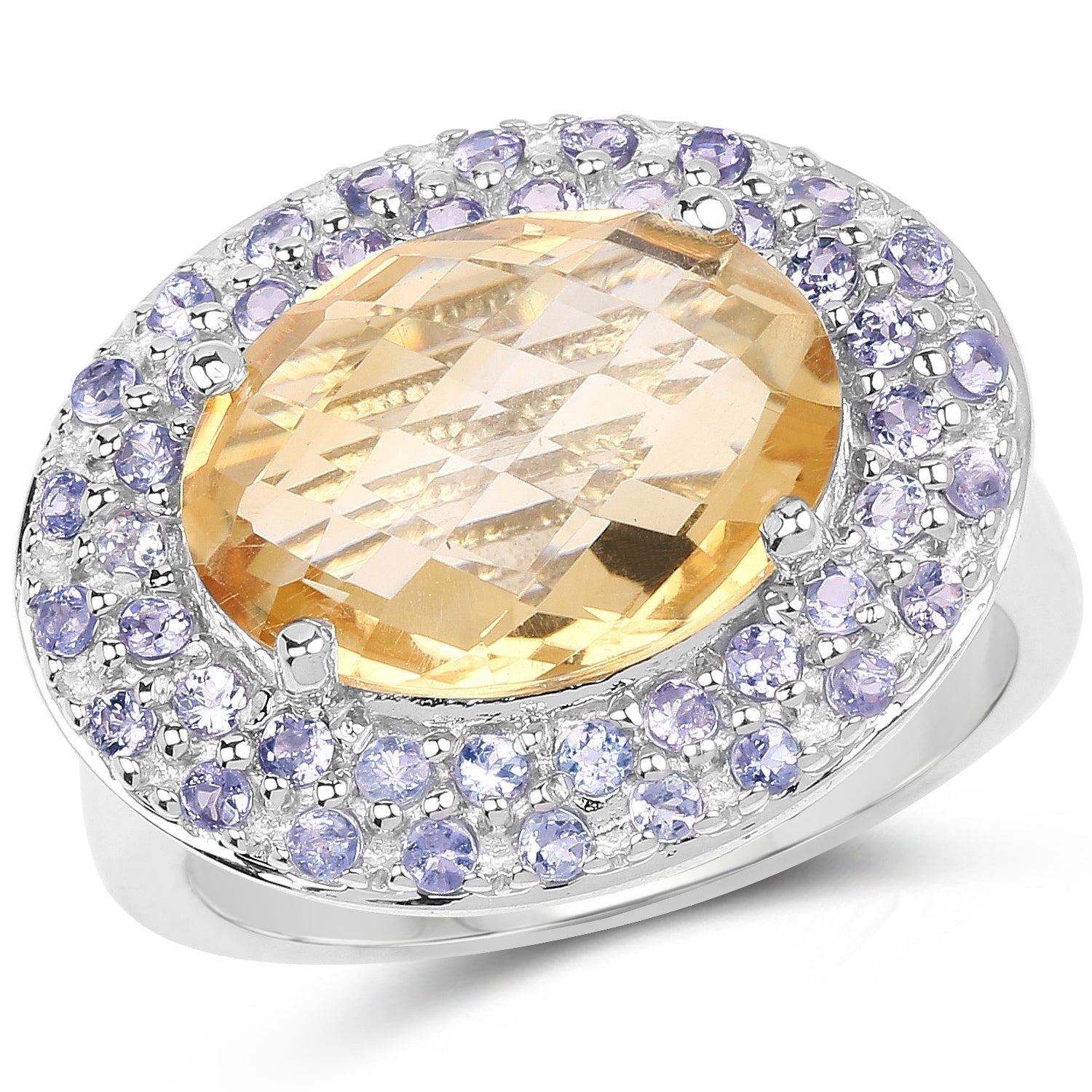 5.78 Carat Genuine Citrine and Tanzanite .925 Sterling Silver Ring by Bids.com