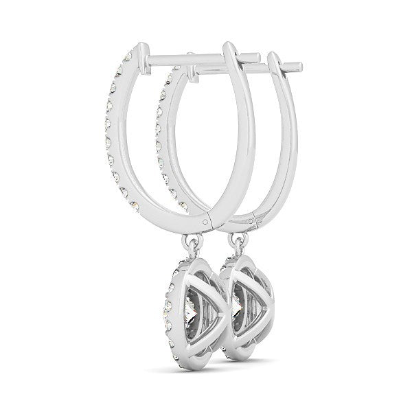 14k White Gold Double Halo Round Diamond Drop Earrings (1 cttw) by Bids.com