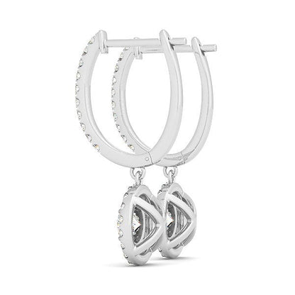 14k White Gold Double Halo Round Diamond Drop Earrings (1 cttw) by Bids.com