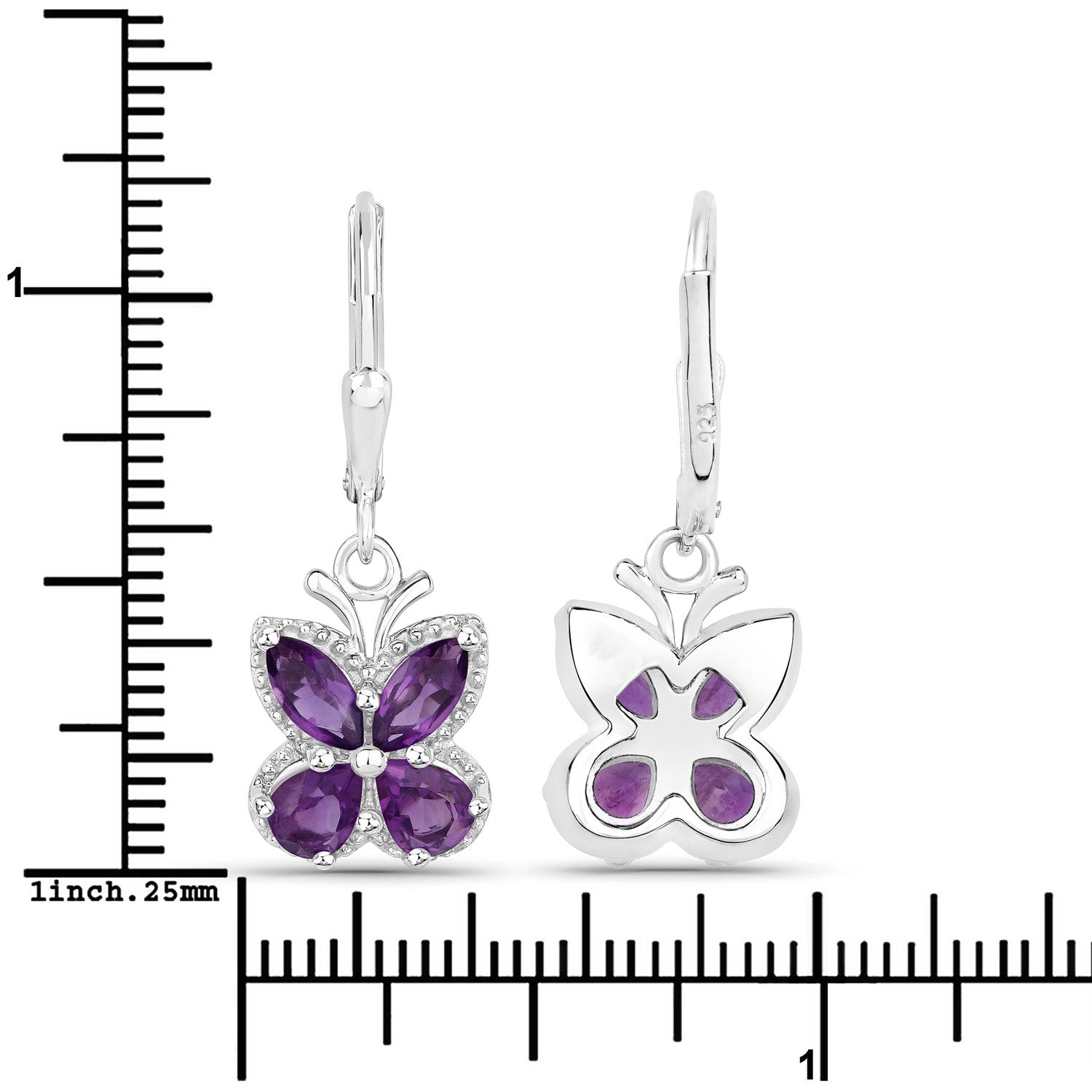 2.12 Carat Genuine Amethyst .925 Sterling Silver Earrings by Bids.com
