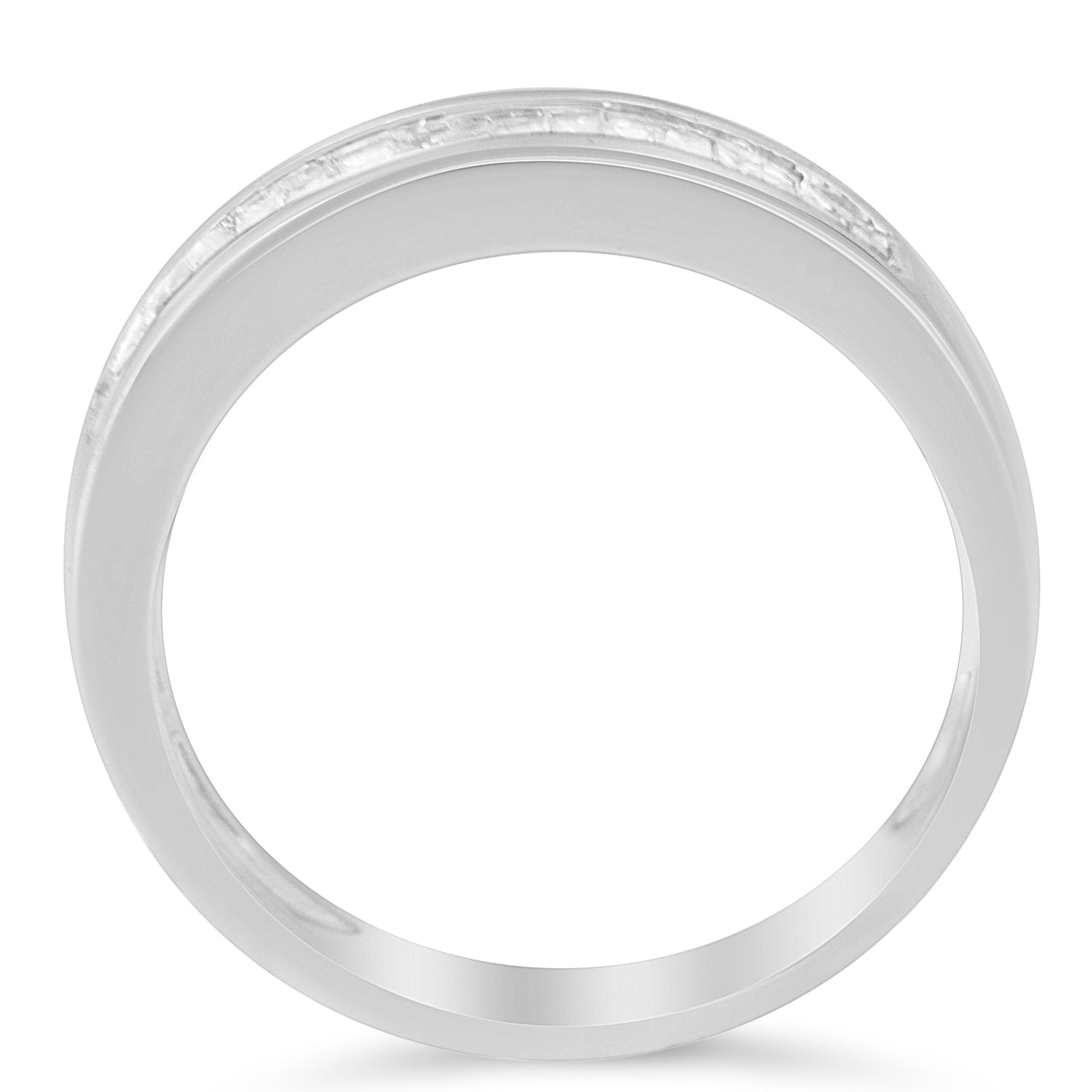 .925 Sterling Silver 1/3 Cttw Baguette Cut Diamond Channel Set Stackable Wedding Ring (H-I Color, I1-I2 Clarity) - Size 6-3/4  DestGlow