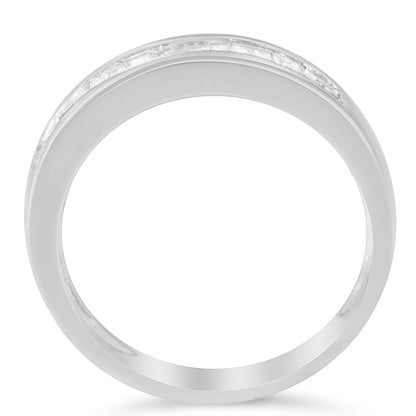 .925 Sterling Silver 1/3 Cttw Baguette Cut Diamond Channel Set Stackable Wedding Ring (H-I Color, I1-I2 Clarity) - Size 6-3/4  DestGlow