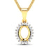 0.13 Carat Genuine White Diamond 14K Yellow Gold Semi Mount Pendant - holds 8x6mm Oval Gemstone by Bids.com