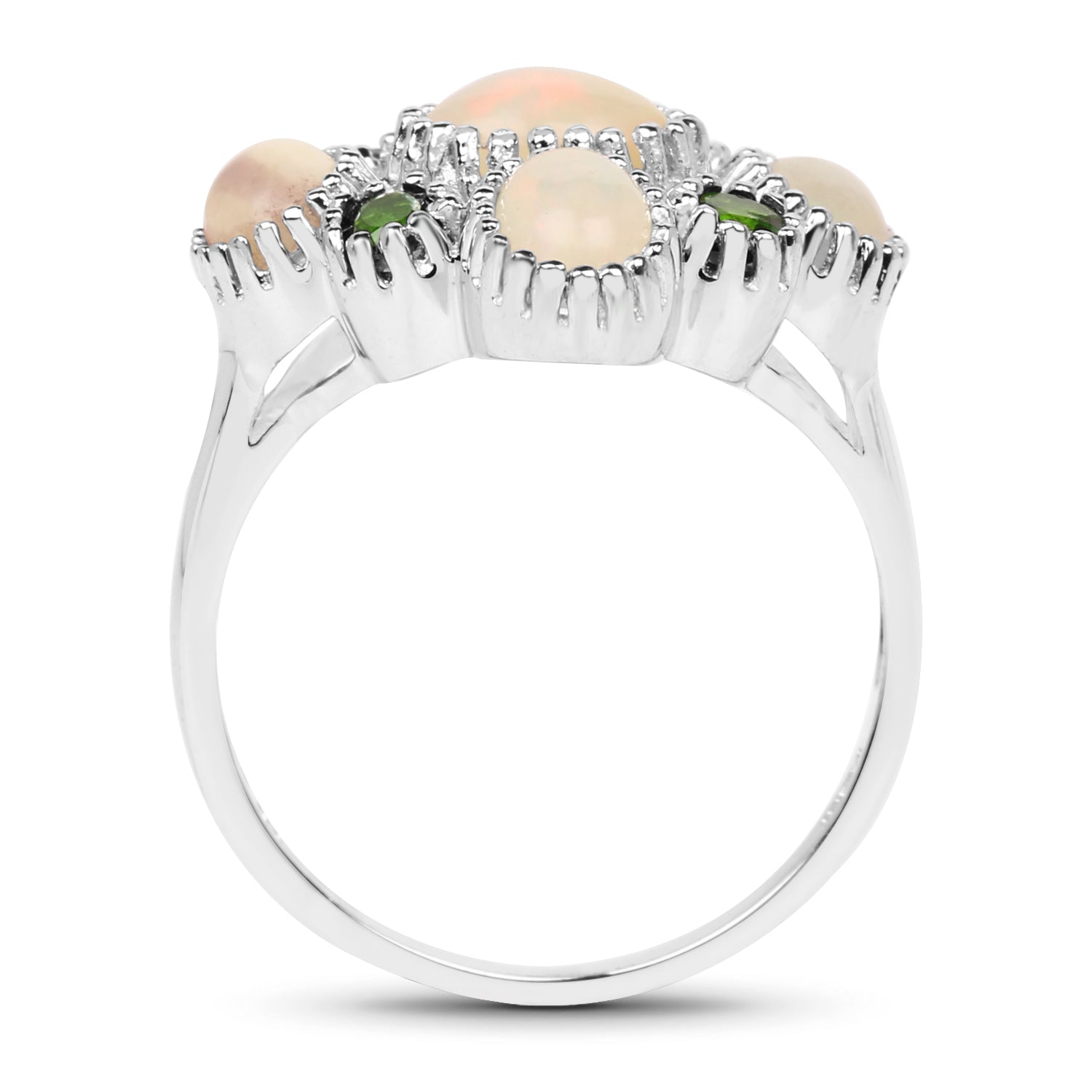 1.90 Carat Genuine Ethiopian Opal and Chrome Diopside .925 Sterling Silver Ring  DestGlow