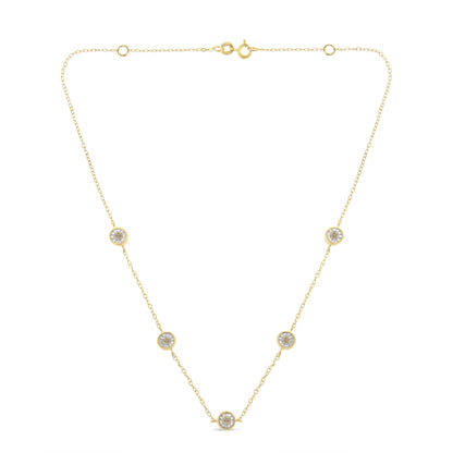 Yellow Color Plated Sterling Silver Diamond Station Necklace (1/2 cttw, K-L Color, I2-I3 Clarity) by Bids.com