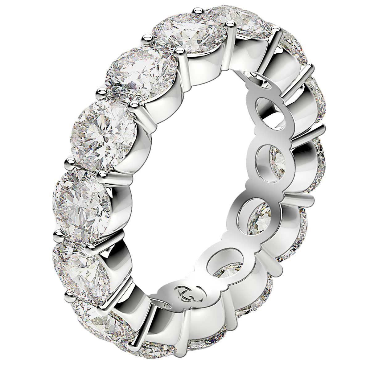 Round Cut Lab Grown Diamond Eternity Ring in 14k White Gold (6 cttw FG/VS2) by Bids.com