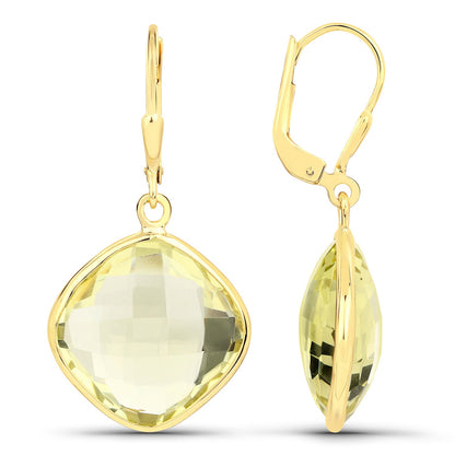 21.40 Carat Genuine Lemon Quartz .925 Sterling Silver Earrings by Bids.com