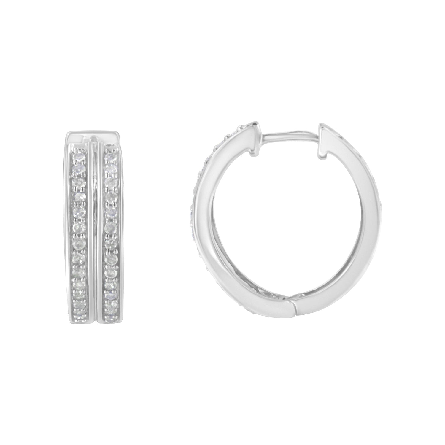 10K White Gold Diamond Hoop Earring (1/2 cttw, I-J Color, I2-I3 Clarity) by Bids.com