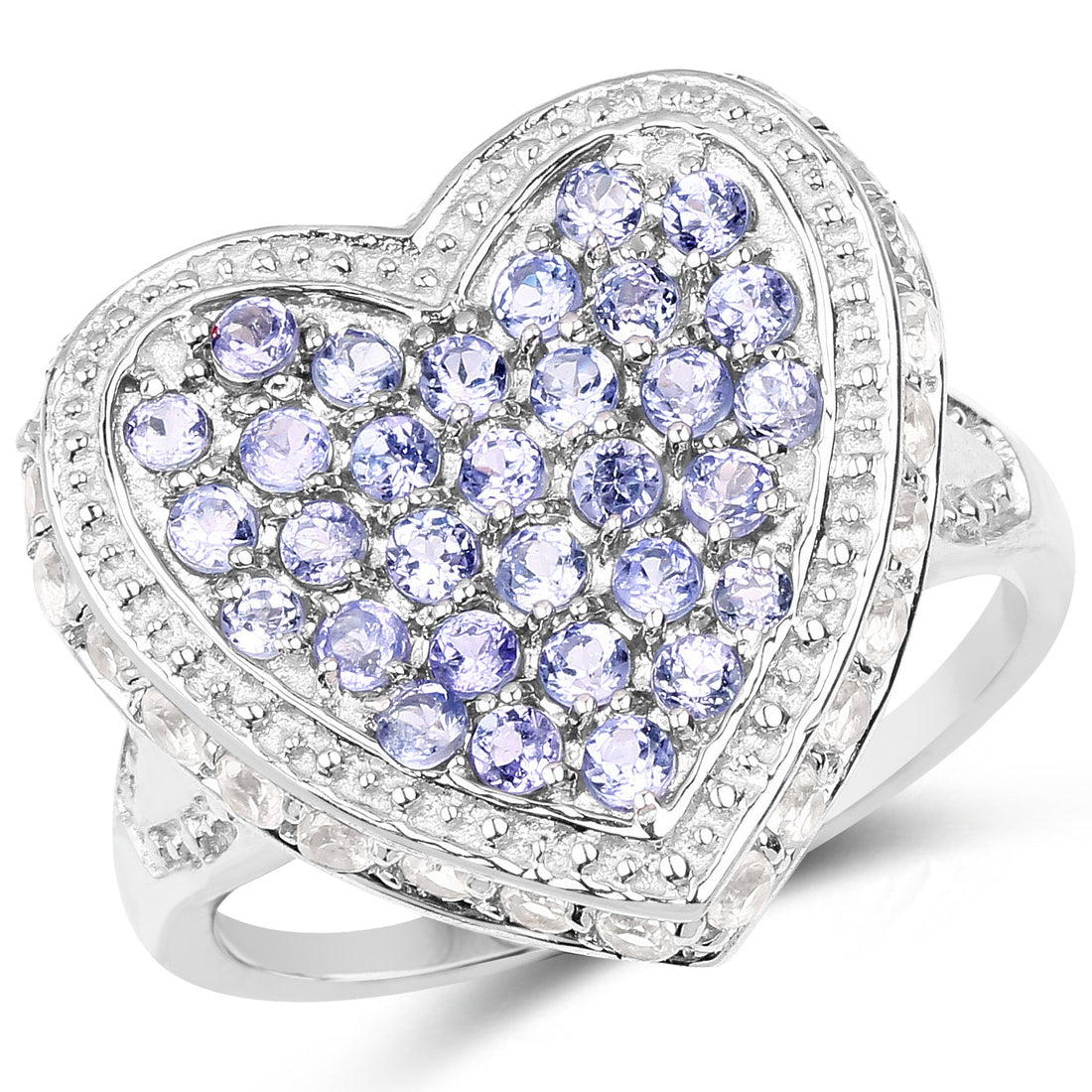 1.81 Carat Genuine Tanzanite and White Topaz .925 Sterling Silver Ring by Bids.com