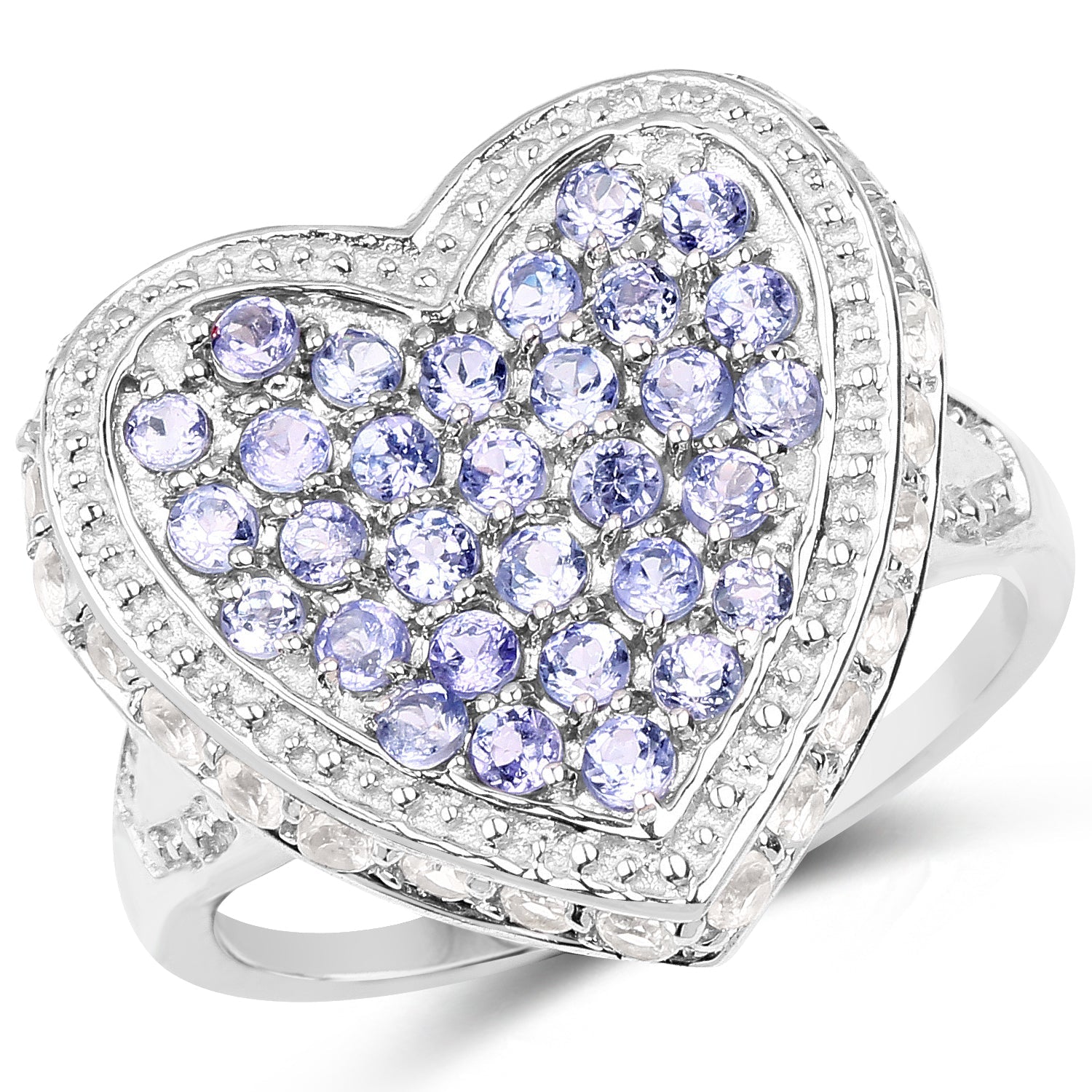 1.81 Carat Genuine Tanzanite and White Topaz .925 Sterling Silver Ring by Bids.com