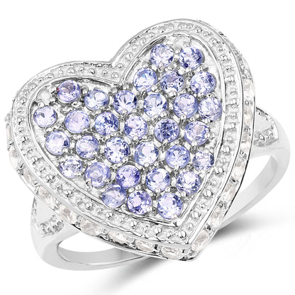 1.81 Carat Genuine Tanzanite and White Topaz .925 Sterling Silver Ring by Bids.com