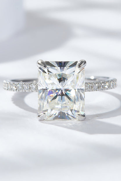 4 Carat Radiant-Cut Sparkala™ 4-Prong Side Stone Ring (Platinum Over Pure Sterling Silver) by Sparkala