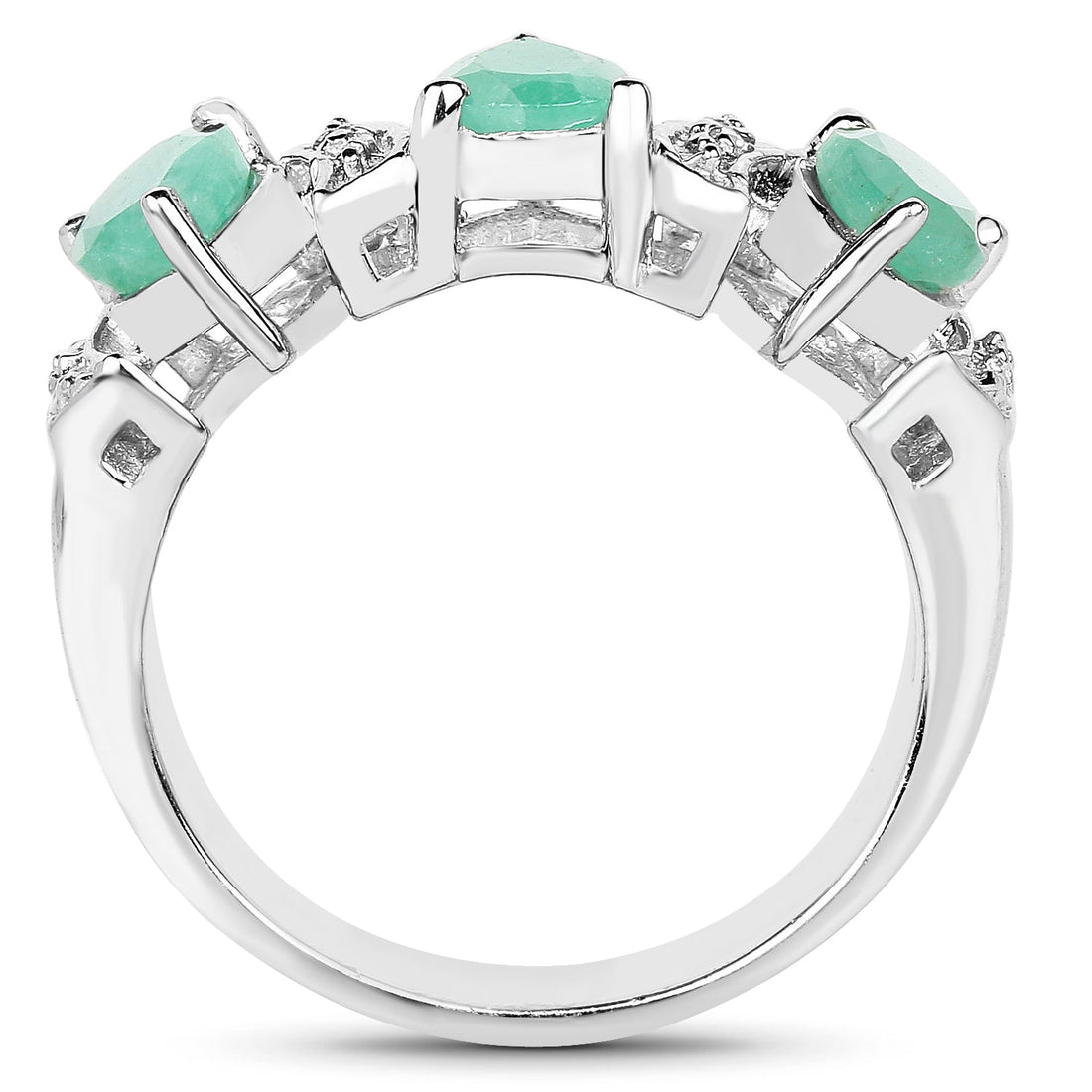 1.87 Carat Genuine Emerald and White Topaz .925 Sterling Silver Ring by Bids.com