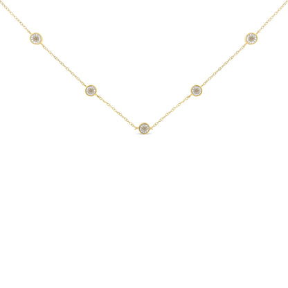 Yellow Color Plated Sterling Silver Diamond Station Necklace (1/2 cttw, K-L Color, I2-I3 Clarity) by Bids.com