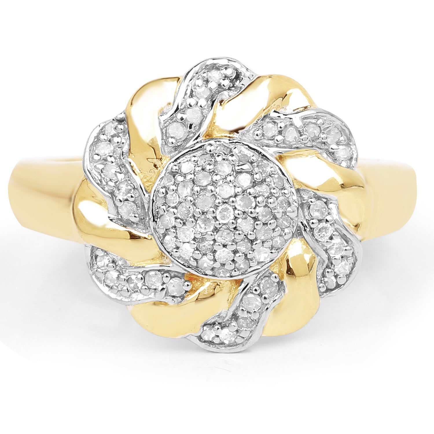 14K Yellow Gold Plated 0.28 Carat Genuine White Diamond .925 Sterling Silver Ring  DestGlow