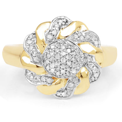 14K Yellow Gold Plated 0.28 Carat Genuine White Diamond .925 Sterling Silver Ring  DestGlow