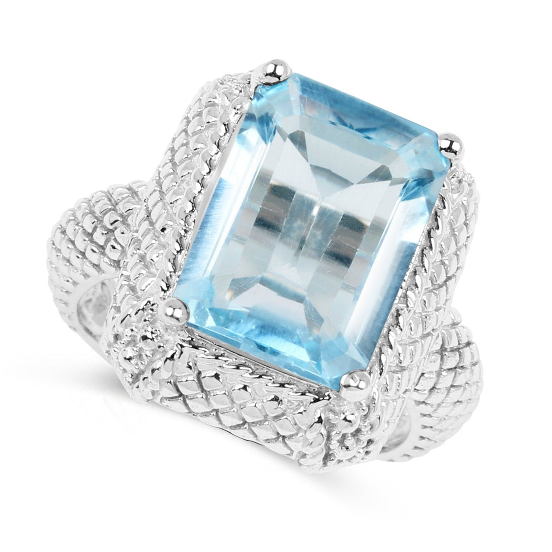9.25 Carat Genuine Blue Topaz .925 Sterling Silver Ring by Bids.com