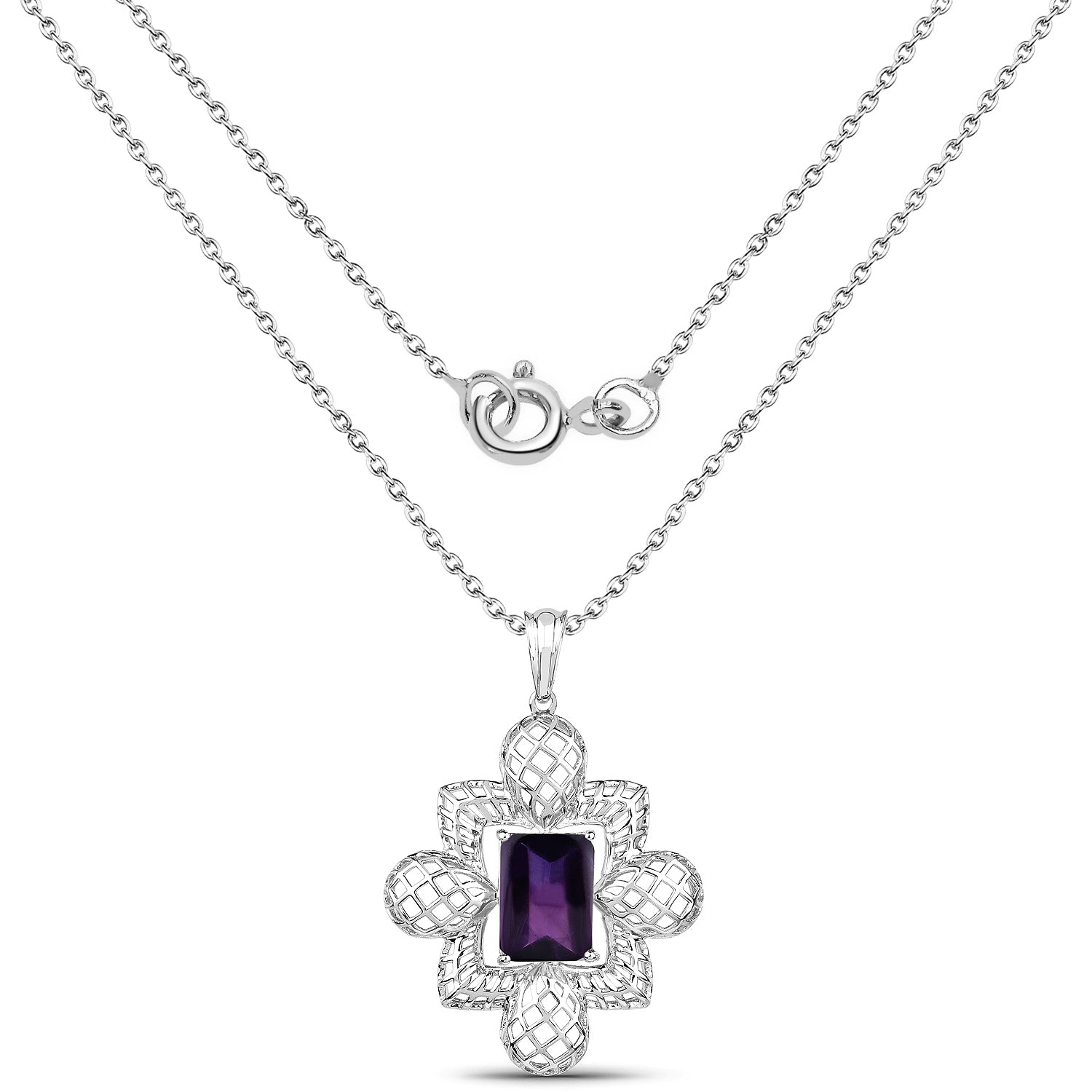 7.80 Carat Genuine Amethyst .925 Sterling Silver Pendant by Bids.com