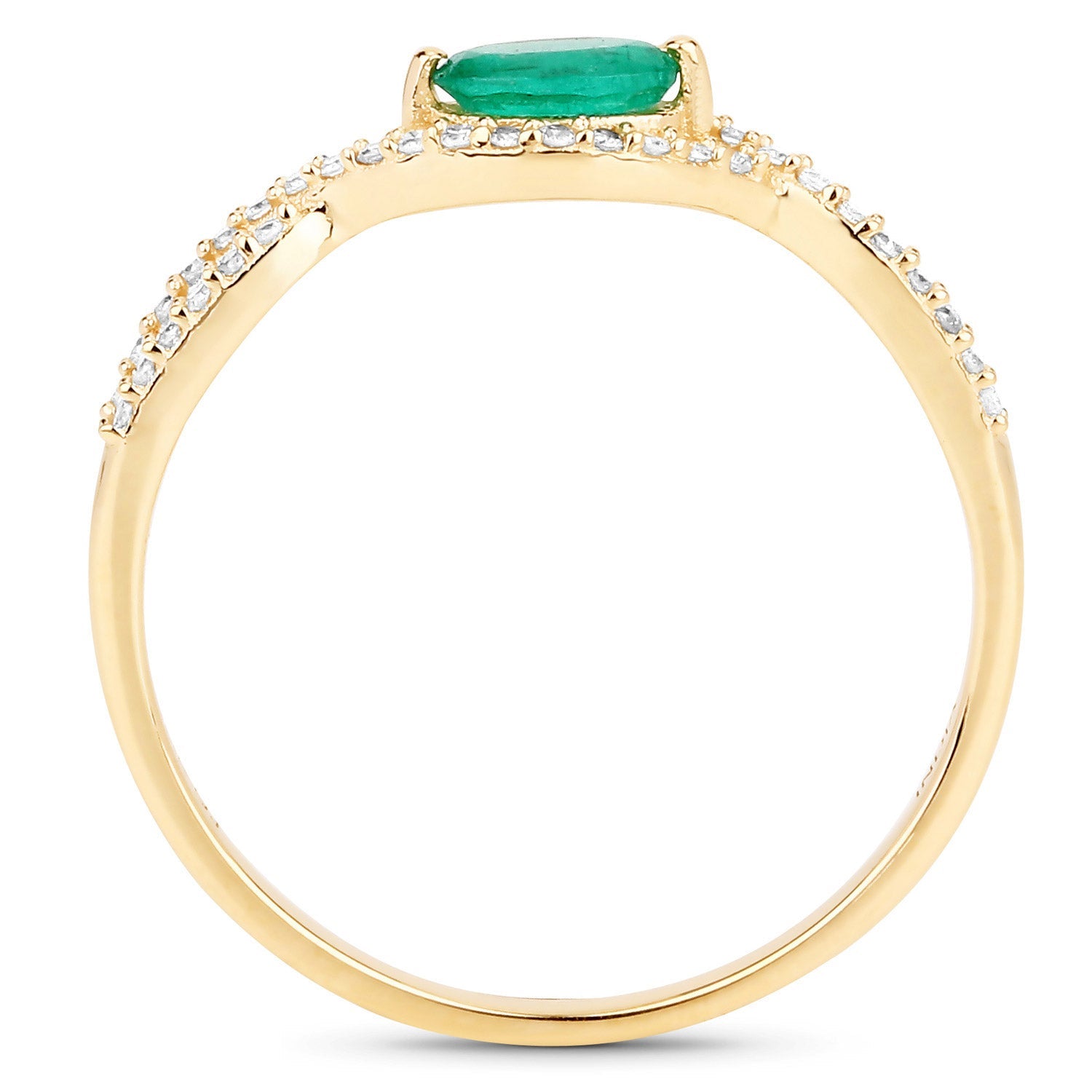 0.32 Carat Genuine Zambian Emerald and White Diamond 14K Yellow Gold Ring by Bids.com