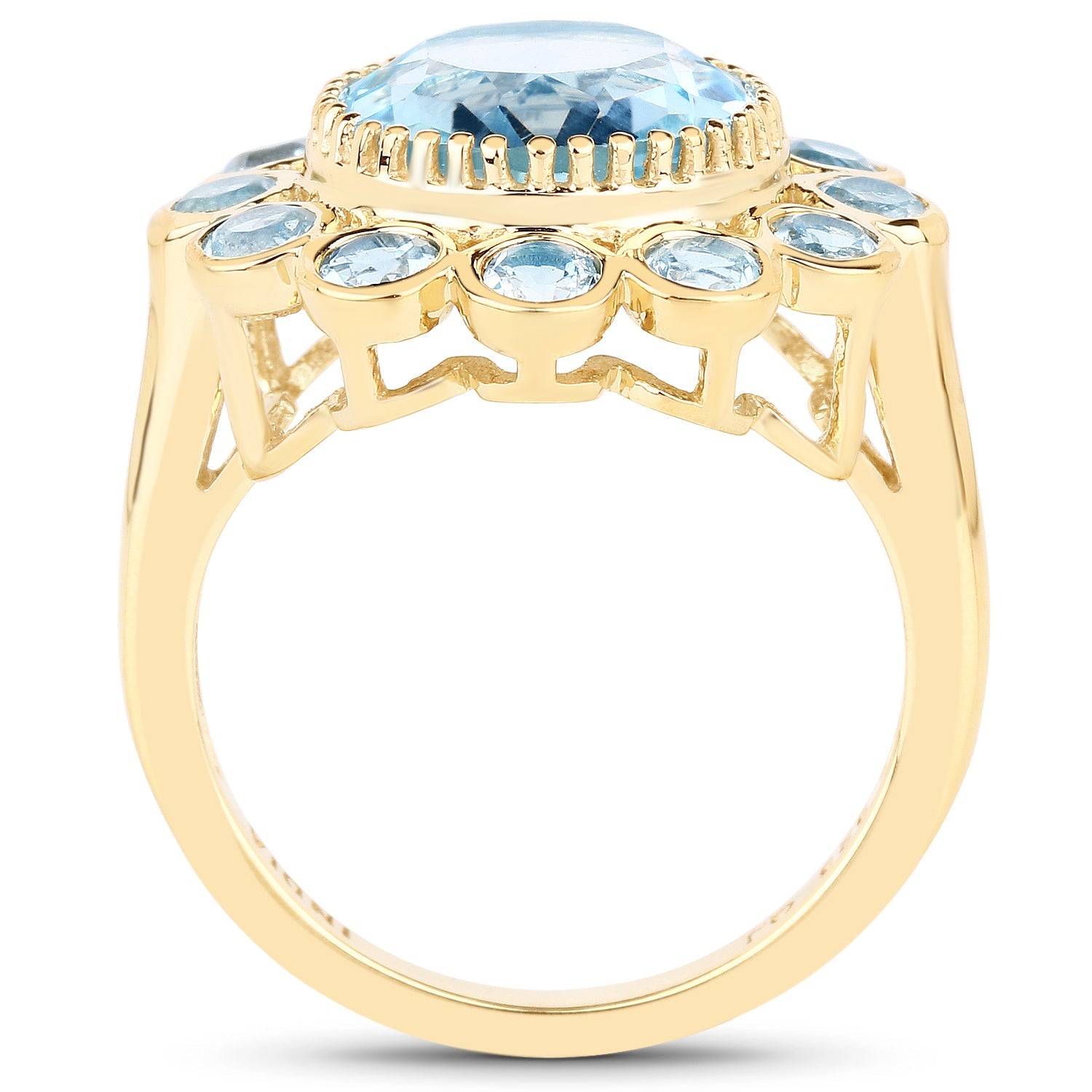14K Yellow Gold Plated 6.59 Carat Genuine Blue Topaz .925 Sterling Silver Ring by Bids.com
