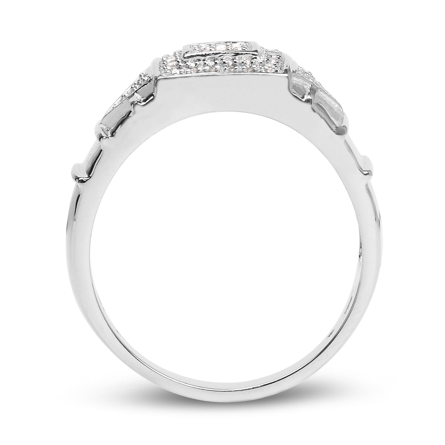 14K White Gold Plated 0.21 Carat Genuine White Diamond .925 Sterling Silver Ring by Bids.com