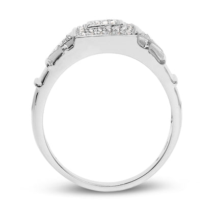 14K White Gold Plated 0.21 Carat Genuine White Diamond .925 Sterling Silver Ring by Bids.com