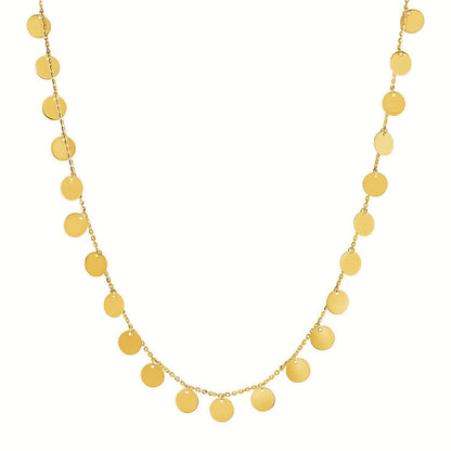 Choker Necklace with Polished Discs in 14k Yellow Gold by Bids.com
