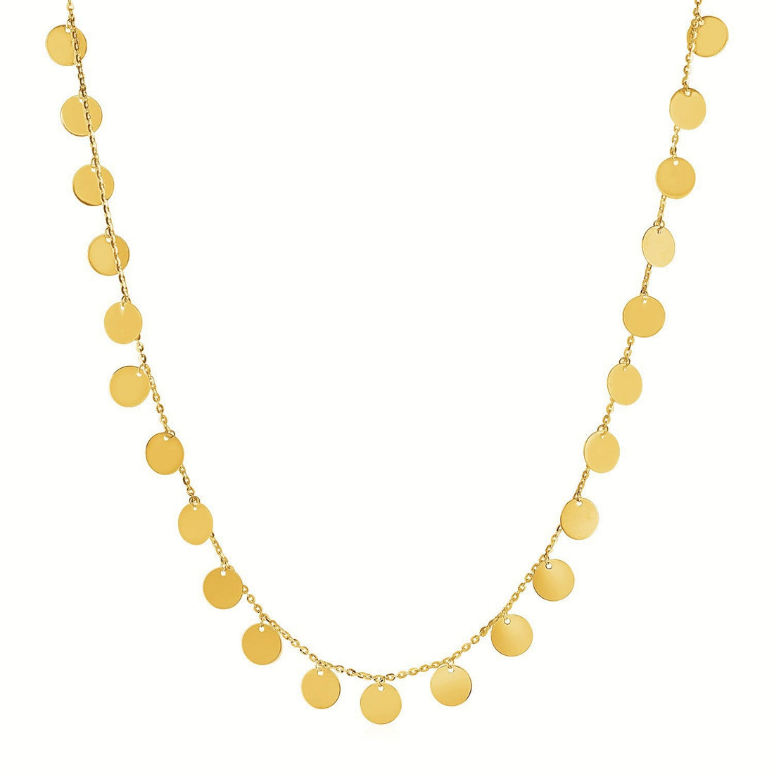 Choker Necklace with Polished Discs in 14k Yellow Gold by Bids.com