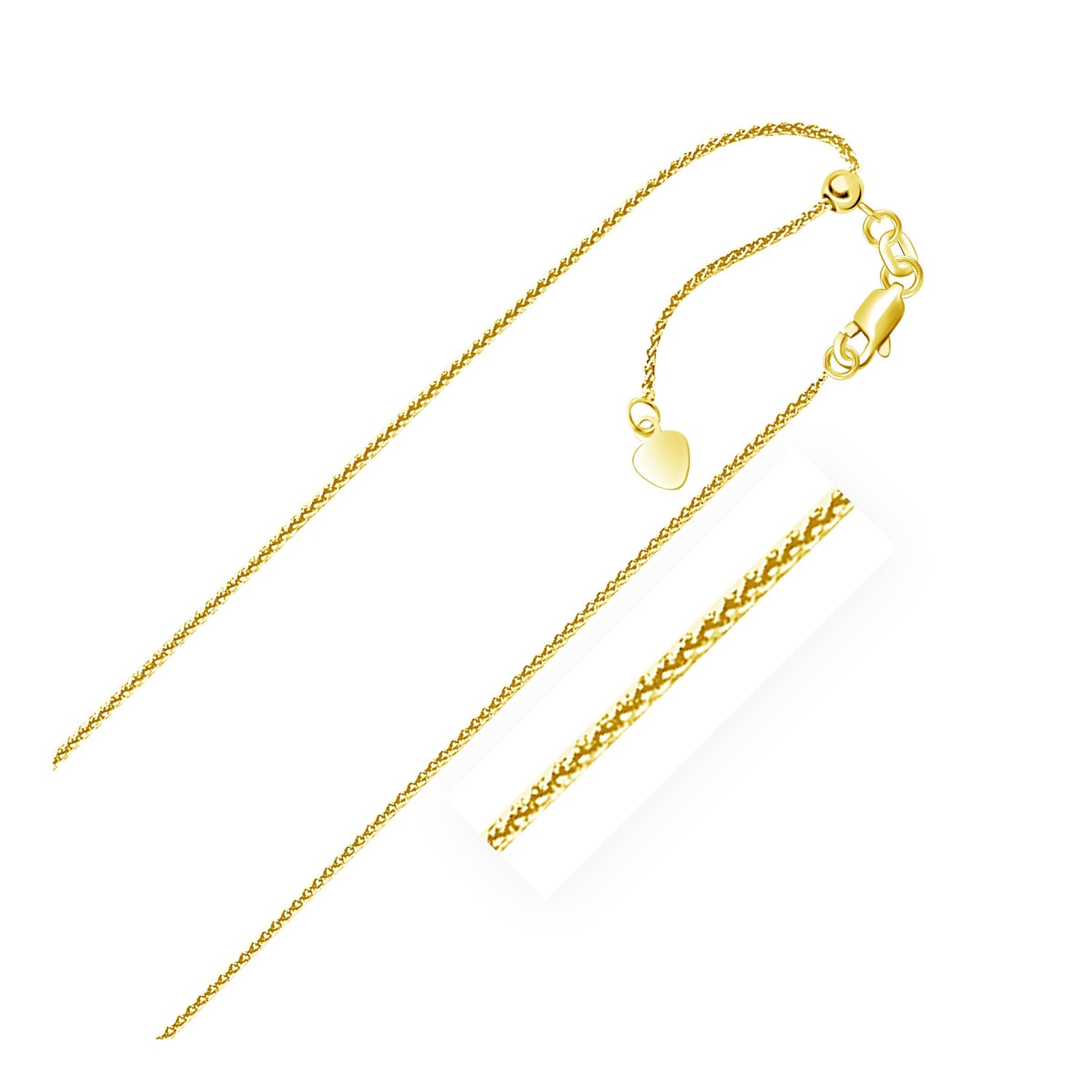 14k Yellow Gold Adjustable Wheat Chain 1.0mm by Bids.com