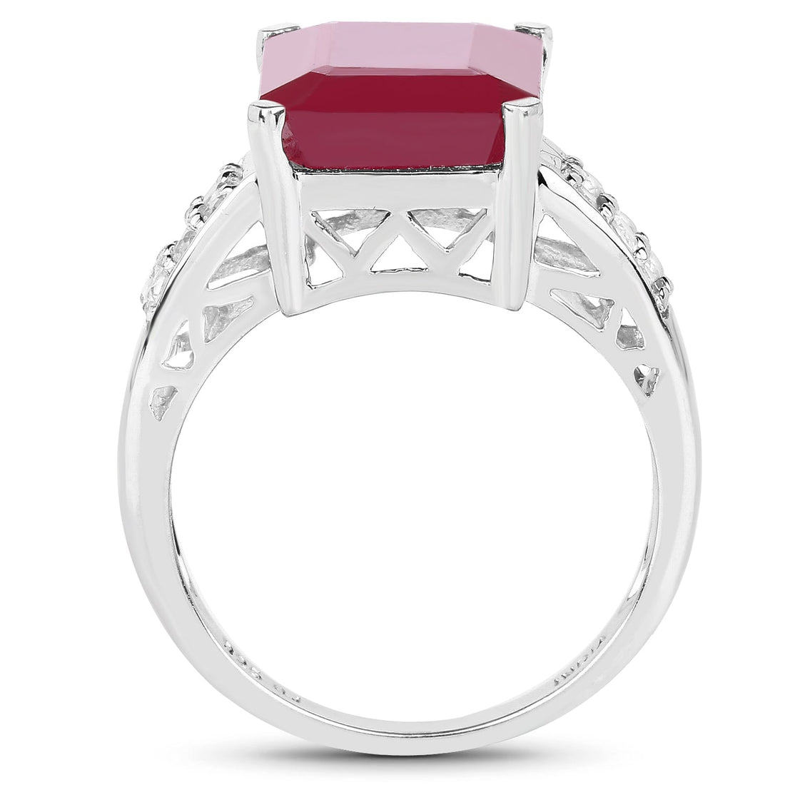 7.26 Carat Glass Filled Ruby and White Topaz .925 Sterling Silver Ring by Bids.com