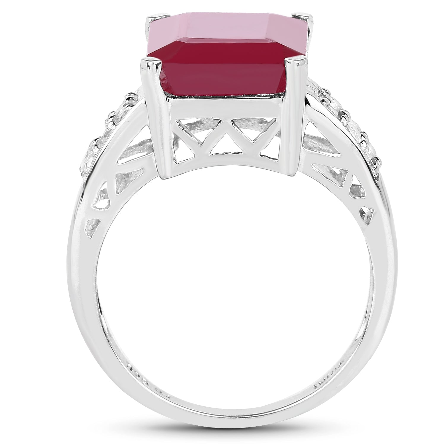 7.26 Carat Glass Filled Ruby and White Topaz .925 Sterling Silver Ring by Bids.com