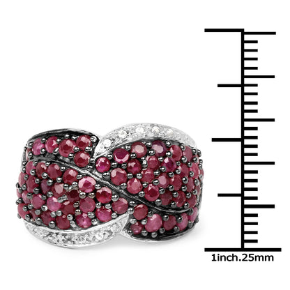 3.06 Carat Genuine Ruby &amp; White Topaz .925 Sterling Silver Ring by Bids.com