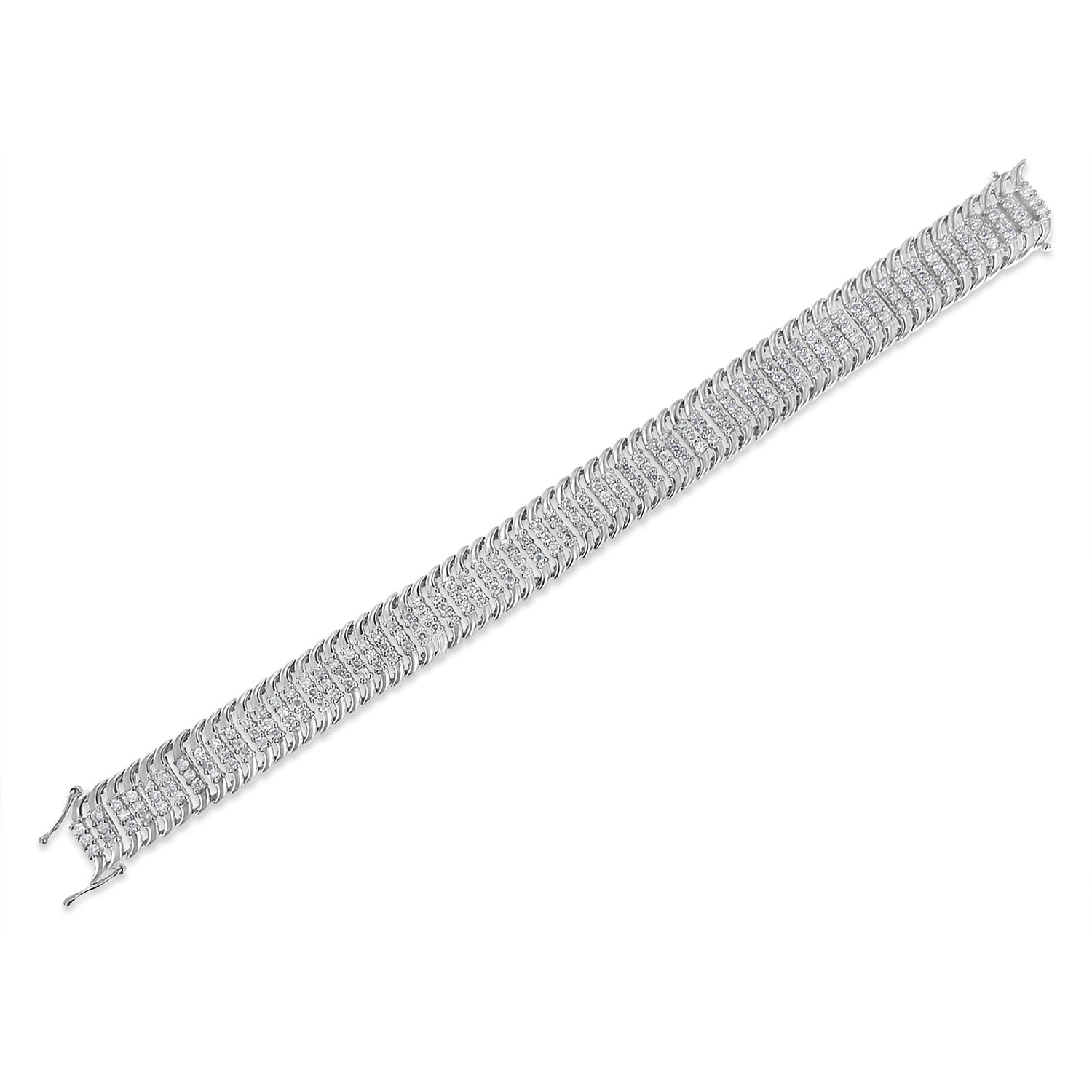14K White Gold 5.0 Cttw Round Brilliant Cut Diamond 7" S Wave Serpentine Tennis Bracelet (H-I Color, I1-I2 Clarity) by Bids.com
