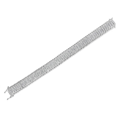 14K White Gold 5.0 Cttw Round Brilliant Cut Diamond 7" S Wave Serpentine Tennis Bracelet (H-I Color, I1-I2 Clarity) by Bids.com