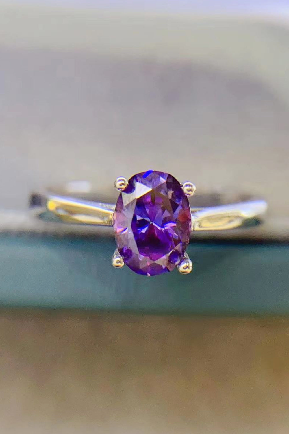 1 Carat Purple Oval-Cut Sparkala™ 4-Prong Solitaire Ring by Sparkala