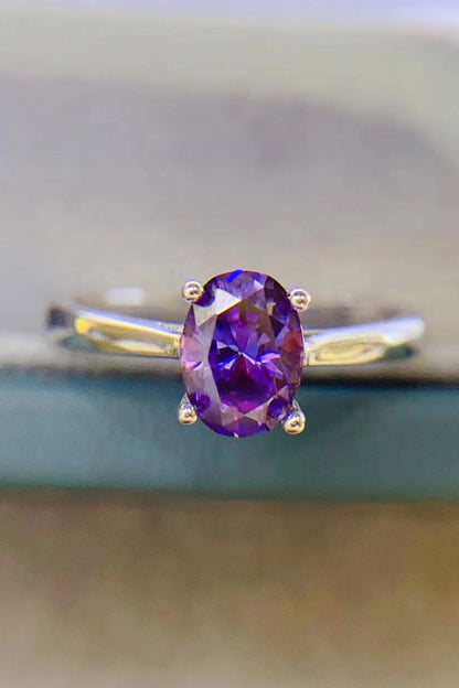 1 Carat Purple Oval-Cut Sparkala™ 4-Prong Solitaire Ring by Sparkala