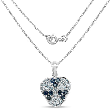 2.73 Carat Genuine Blue Sapphire and Aquamarine .925 Sterling Silver Pendant by Bids.com