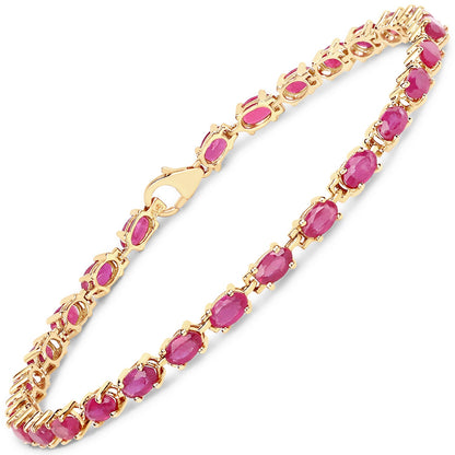 14K Yellow Gold Plated 7.00 Carat Glass Filled Ruby .925 Sterling Silver Bracelet by Bids.com