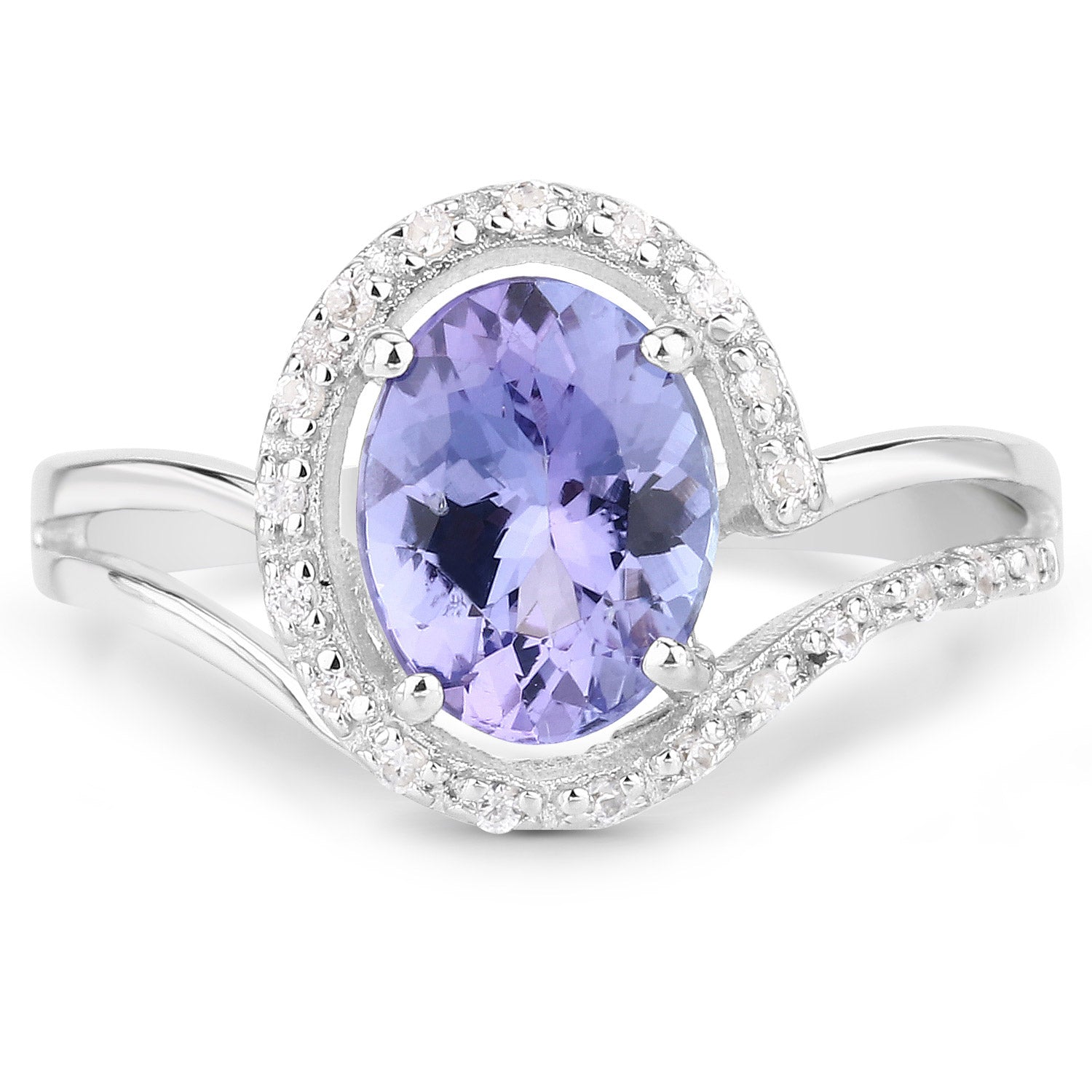 1.82 Carat Genuine Tanzanite and White Zircon .925 Sterling Silver Ring by Bids.com