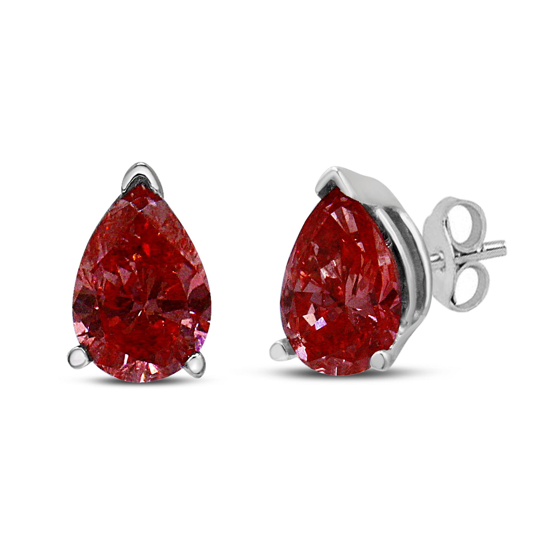 14K White Gold 1/2 Cttw Lab Grown Pink Pear Diamond 3 Prong Set Martini Solitaire Stud Earrings (Pink Color, VS2-SI1 Clarity) by Bids.com