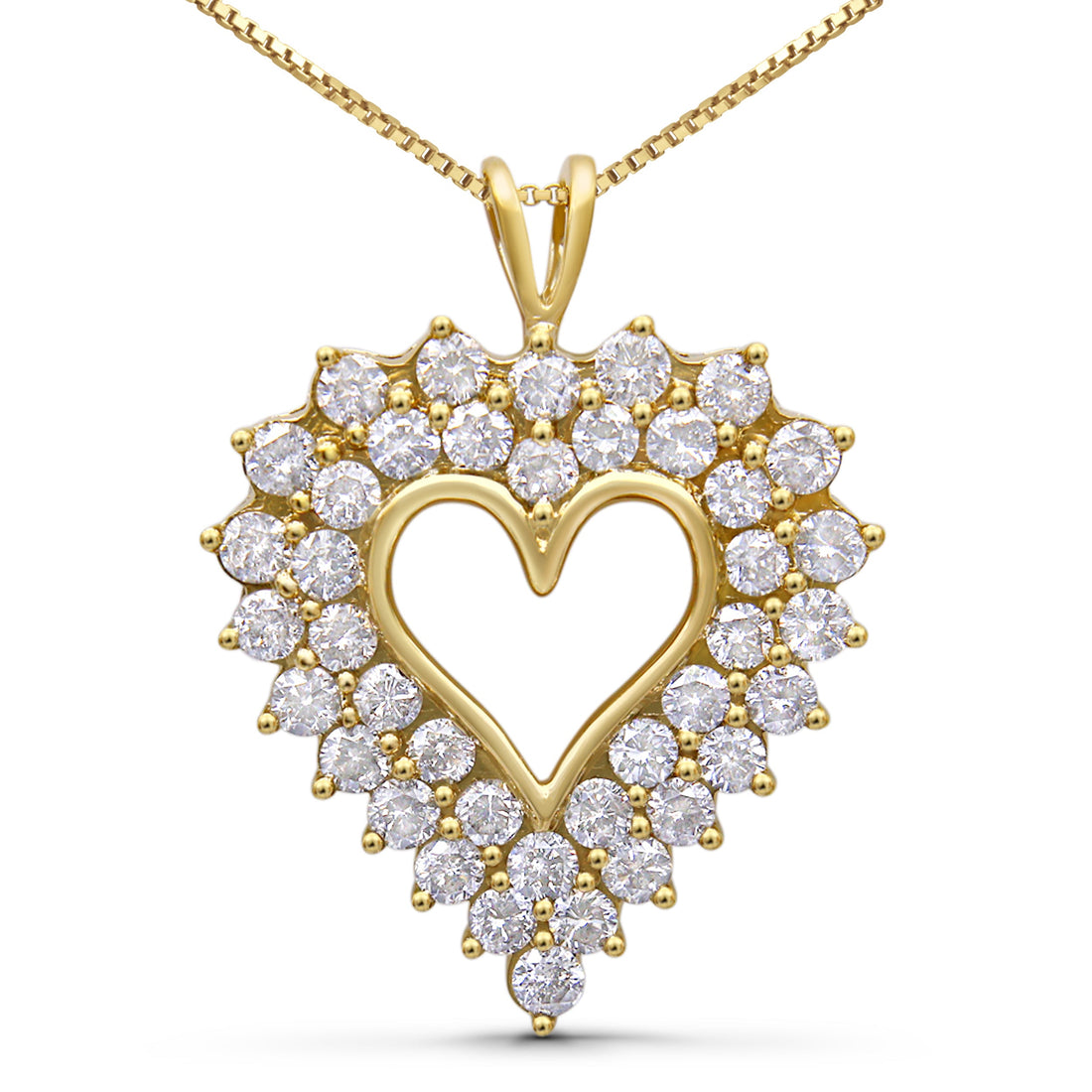 14K Yellow Gold Plated .925 Sterling Silver 4.0 Cttw Diamond Shadow Frame Heart 18" Pendant Necklace (J-K Color, I1-I2 Clarity) by Bids.com