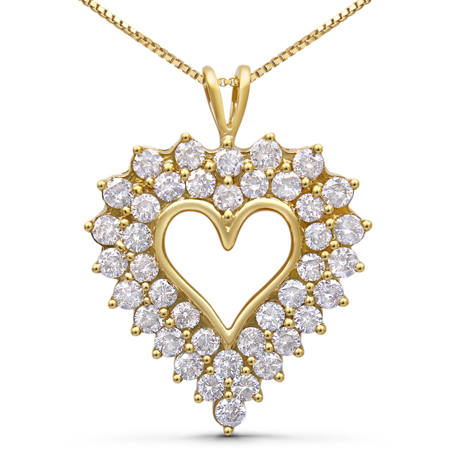 14K Yellow Gold Plated .925 Sterling Silver 4.0 Cttw Diamond Shadow Frame Heart 18" Pendant Necklace (J-K Color, I1-I2 Clarity) by Bids.com