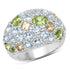 11.38 Carat Genuine Peridot, Citrine and Blue Topaz .925 Sterling Silver Ring by Bids.com