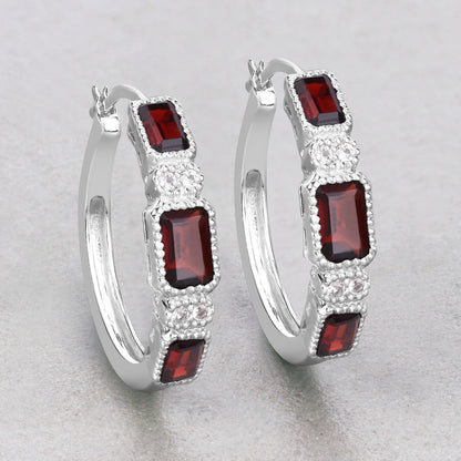 2.78 Carat Genuine Garnet and White Topaz .925 Sterling Silver Earrings  DestGlow