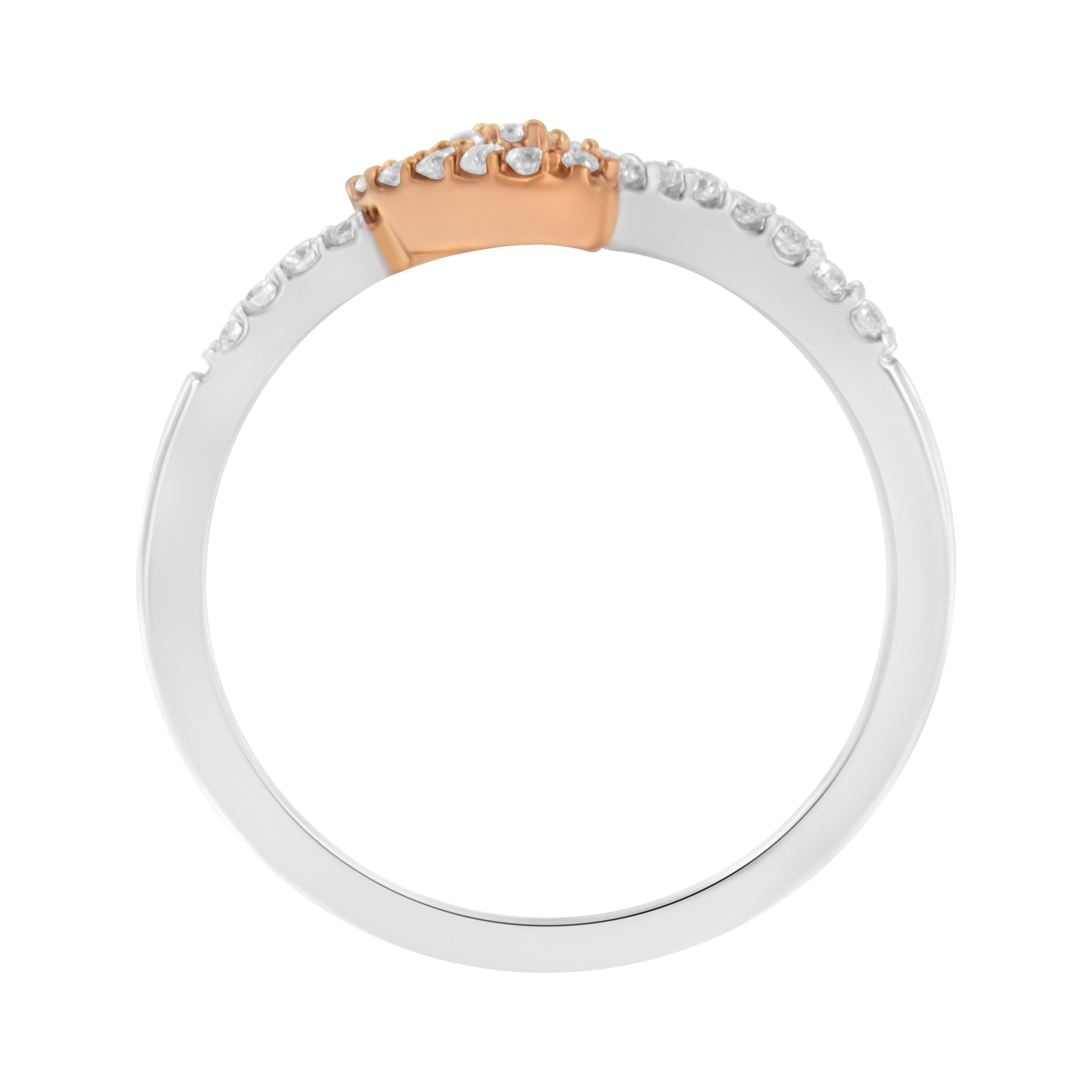 10K Two Toned Gold Diamond Heart Cocktail Ring (1/5 Cttw, H-I Color, I1-I2 Clarity) - Size 6-1/2 by Bids.com